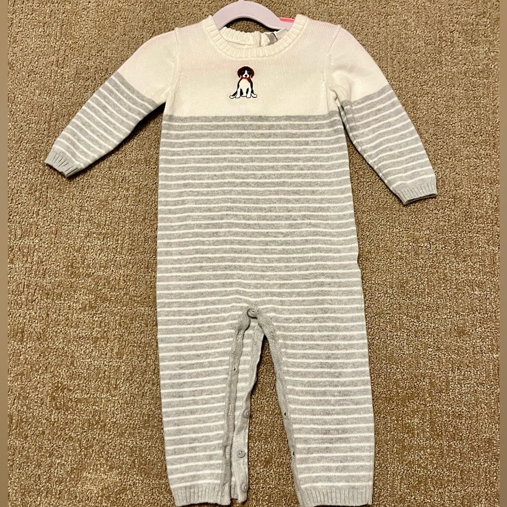 Janie & Jack Dog Knit Sweater One-Piece Longall Unisex